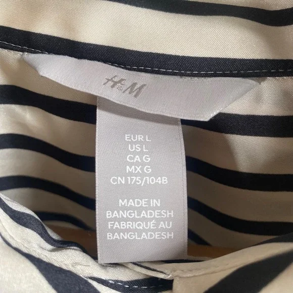 Career Striped Button Down Blouse Womens Large Office Minimalist Preppy Academia - Picture 6 of 10